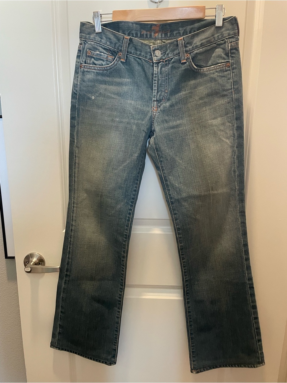 7 For All Mankind Classic Straight Leg Jeans in Faded Blue